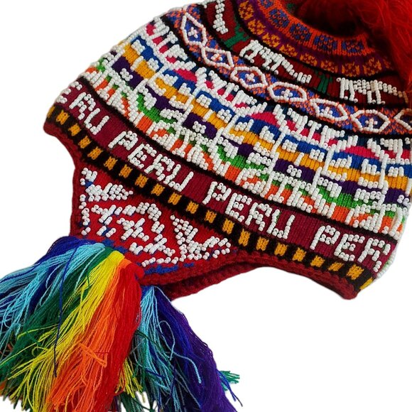 Chullo Beanie Hat Inca Warrior – Unisex Wool Andean Warmth, Gift ideas Celebrate - Picture 3 of 3